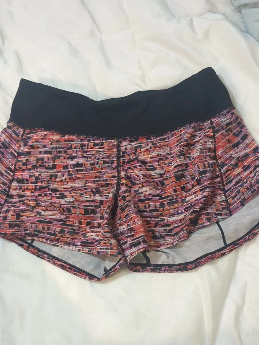 lululemon athletica Multi-Color Patterned Athletic Shorts with Black Waistband